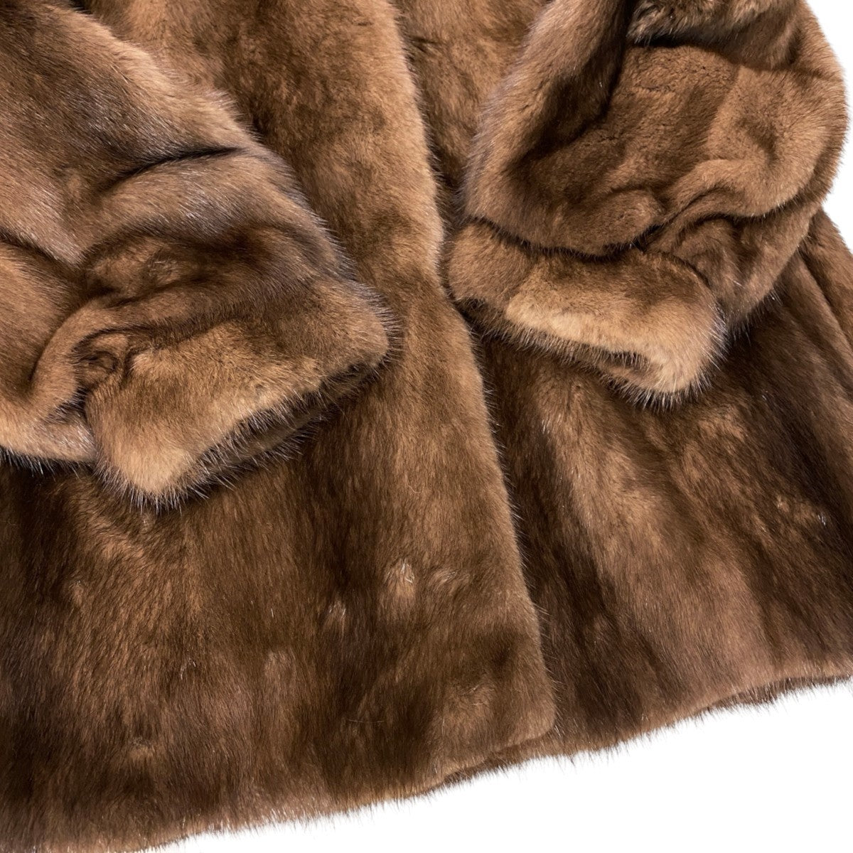 61h19 パステルミンク ファーコート サイズF 茶系 本毛皮 Pastel Mink Fur Coat リアルファーt18r