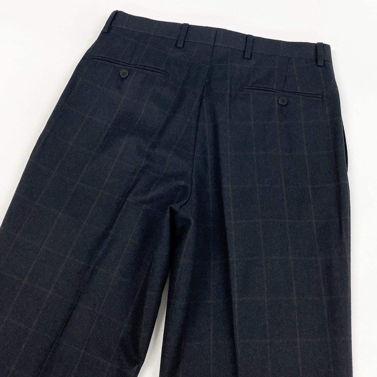 9L19 LUIGI BORRELLI ルイジボレッリ イタリア製 チェック柄 セットアップ スーツ フォーマル◎ 44 ブラック ダークブラウン ウール メンズo07t