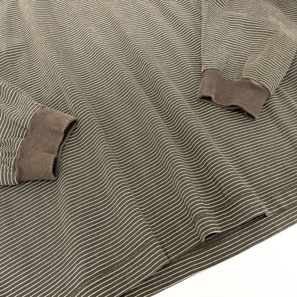 6l25【美品】The Ennoy Professional エンノイプロフェッショナル ピンボーダー ロングスリーブTシャツ ロゴ刺繍 AW21BRENCT01AM Lサイズ ブラウン コットン100％ レディースu02t