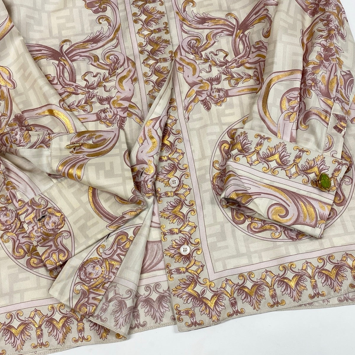 If27 FENDACE フェンダーチェ FENDI VERSACE ロングスリーブシャツ FS7891 サイズ36 マルチカラー シルク100％ レディースk02i