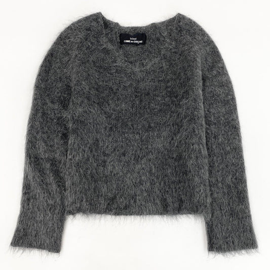 12b19 tricot COMME des GARCONS トリコ コムデギャルソン モヘヤニット ロングスリーブ ニットセーター ウールブレンド◎ レディース M相当 ダークグレー