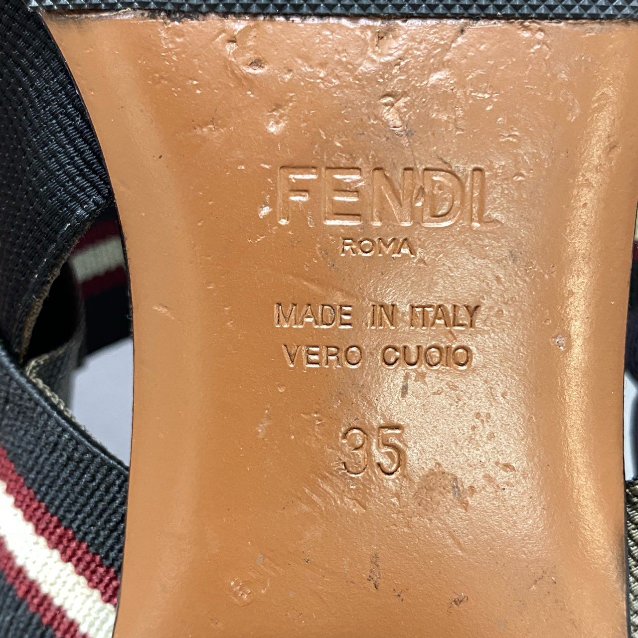 6k6 FENDI フェンディ ズッカ柄 メッシュ素材 ストラップサンダル フラットシューズ サイズ35 レディース 女性用 靴 シューズ