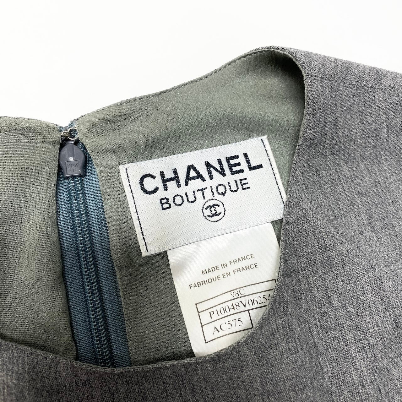 C CHANEL シャネル ヴィンテージ 1998 98C ノースリーブドレスワンピース ウールワンピース P10048V06254 42サイズ グレー レディース 女性用nu1