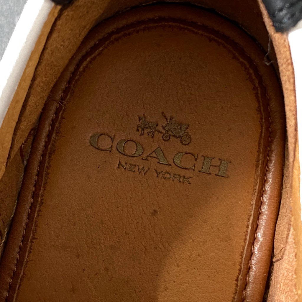 2f29 COACH コーチ レザースニーカー Q6994 25cm ホワイト Leather シューズ 紳士靴 レースアップ