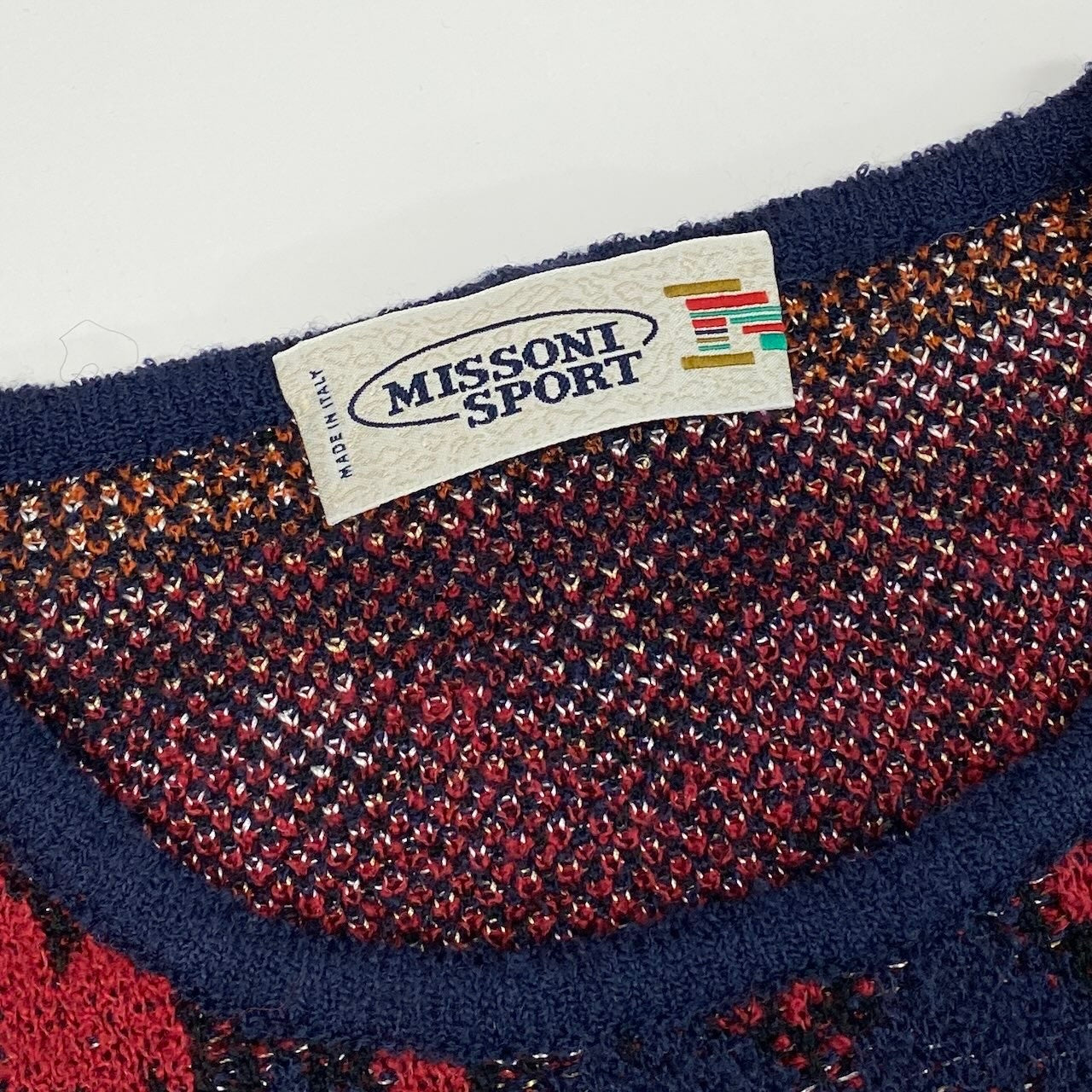 6d16 【美品】 MISSONI SPORT ミッソーニ ローゲージ ニットセーター ウールブレンド ロングスリーブニット サイズ44 マルチカラー メンズ 紳士服u02t