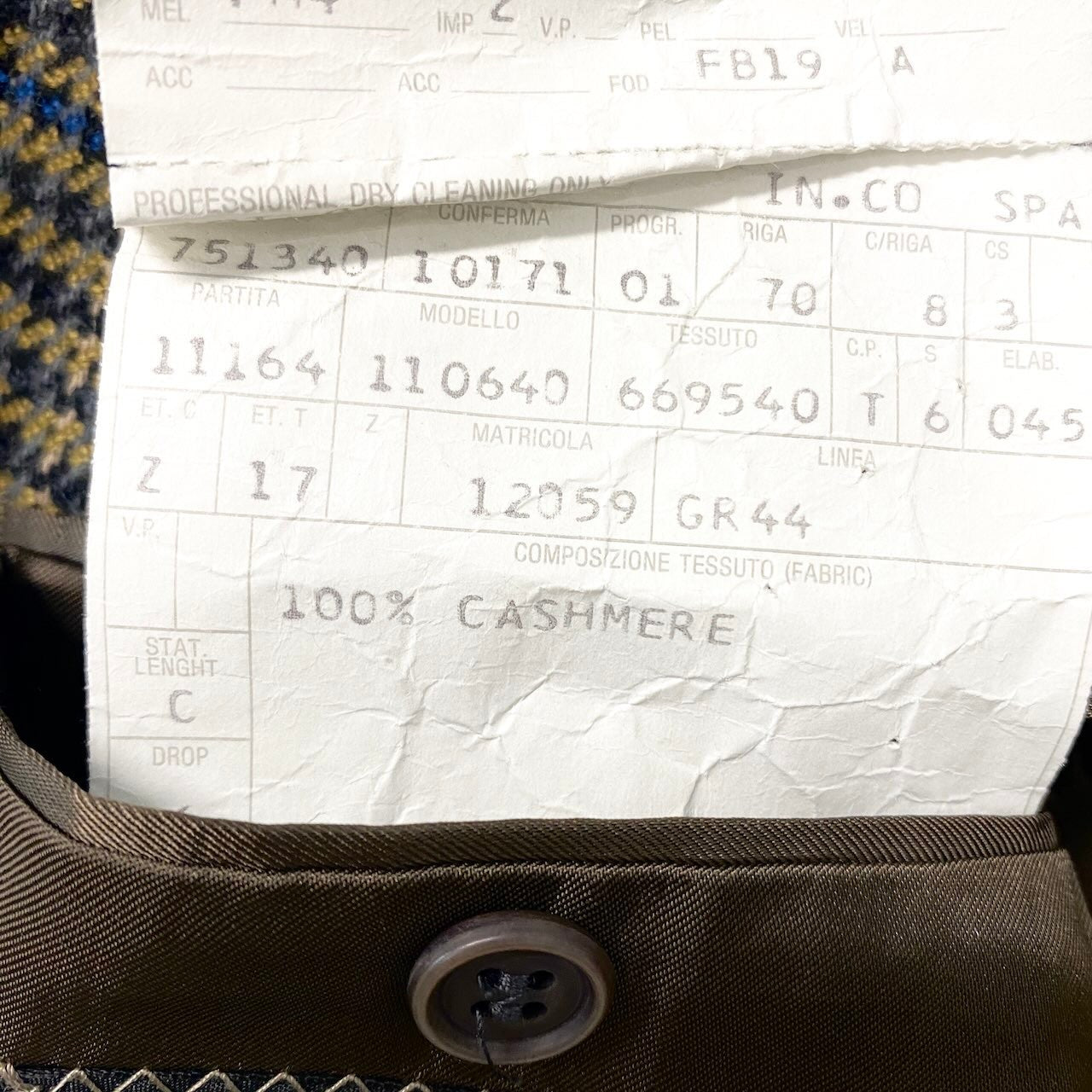 78h21 Ermenegildo Zegna エルメネジルドゼニア テーラードジャケット 千鳥格子 サイズ54 マルチカラー カシミヤ100％ メンズ 紳士服o07t