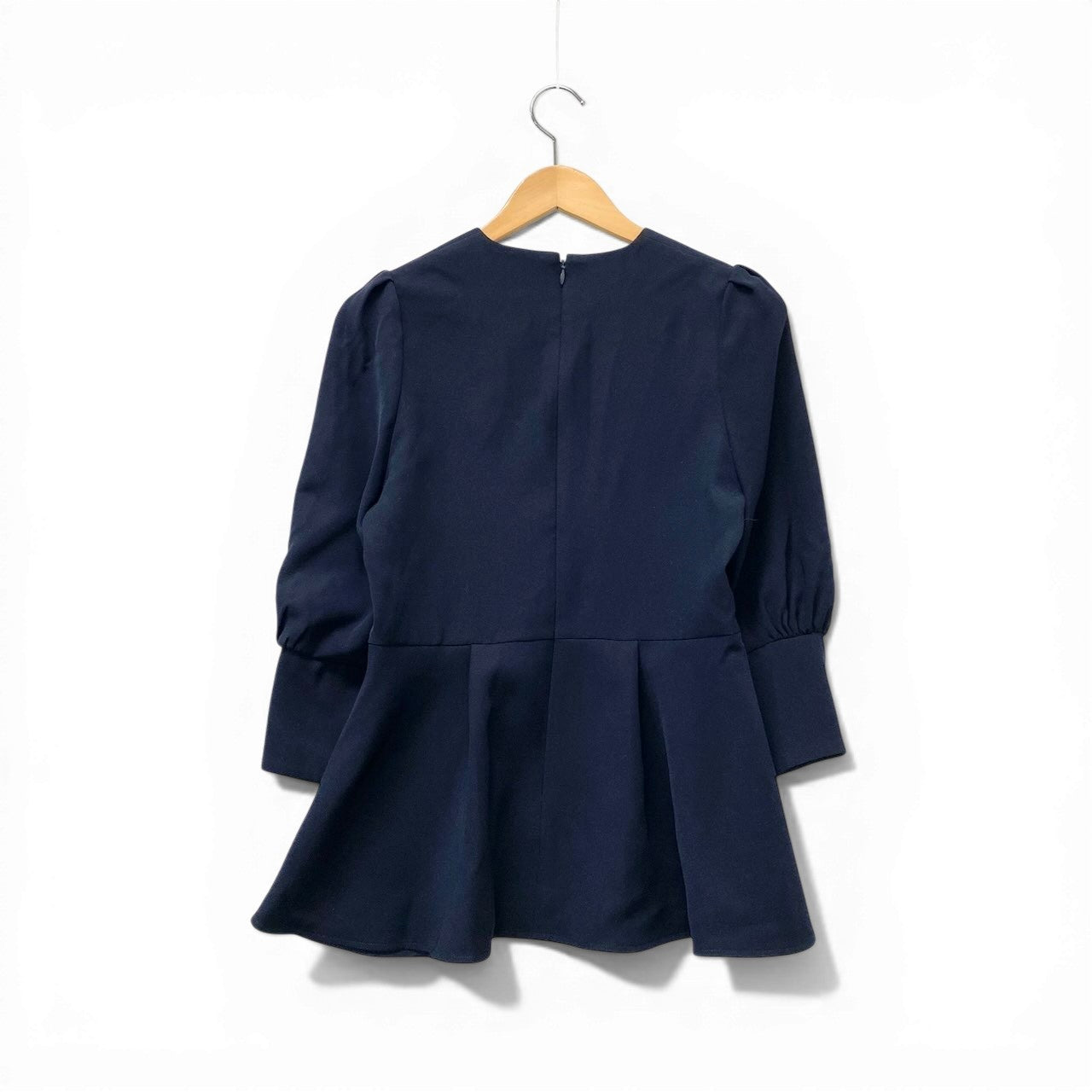 86c31 BORDERS at BALCONY ボーダーズアットバルコニー 23aw TWILL PEPLUM TOP 七分袖 チュニックカットソー ブラウス レディース 女性服 BD2321I-3N-50 サイズ38 ネイビーu02t