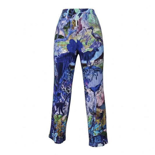 If24 PLEATSPLEASE プリーツパンツ AURORA JUNGLE PP33JF724 3 ブルー系 ポリエステル100％ レディース 女性用u02t
