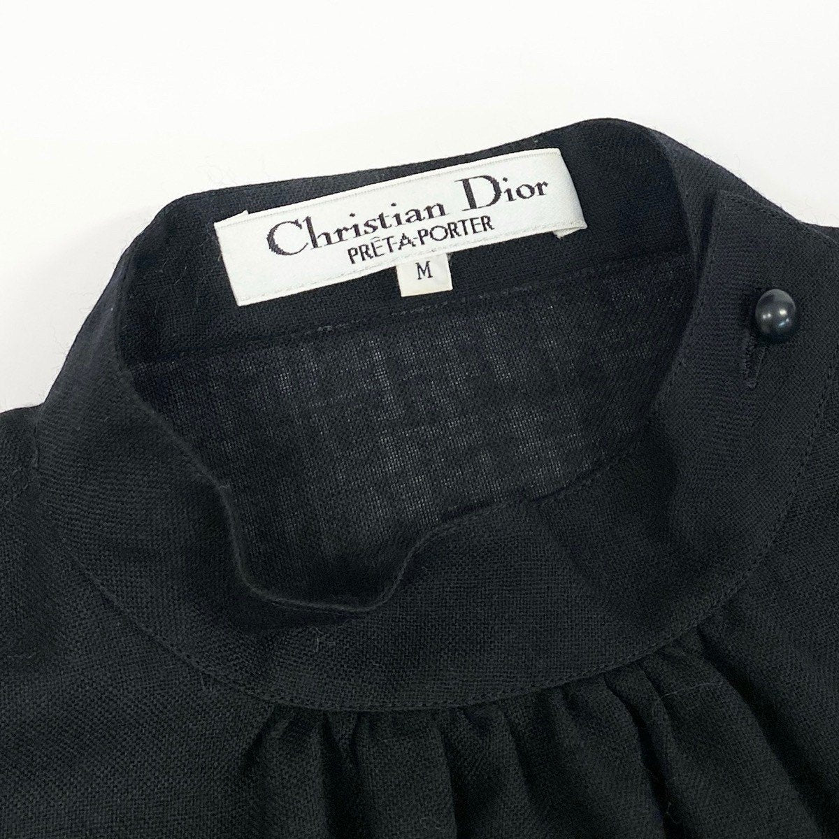 Eh6 Christian Dior クリスチャンディオール ボトルネックブラウス 長袖ブラウス 80～90’s Vintage シアートップス M ブラック レディース 女性用o07t