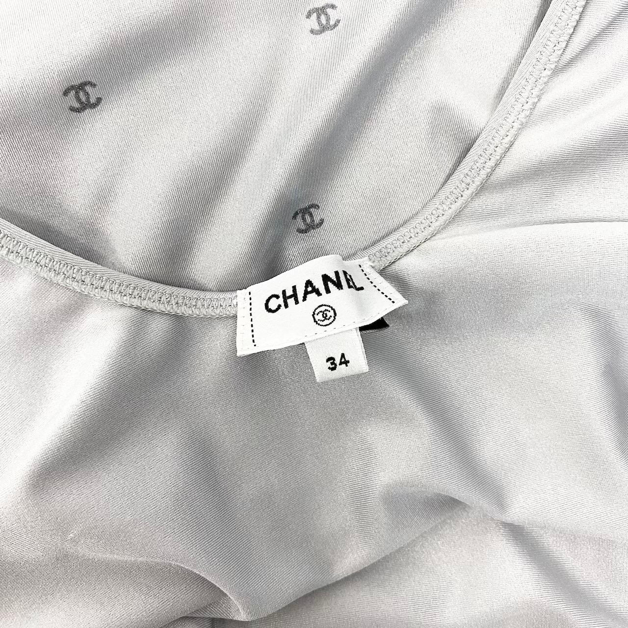 80e12 CHANEL シャネル スイムウェア 水着 ココマーク ココビーチ イタリア製 P76192V67966 NS829 34サイズ グレー レディース 女性用k02i