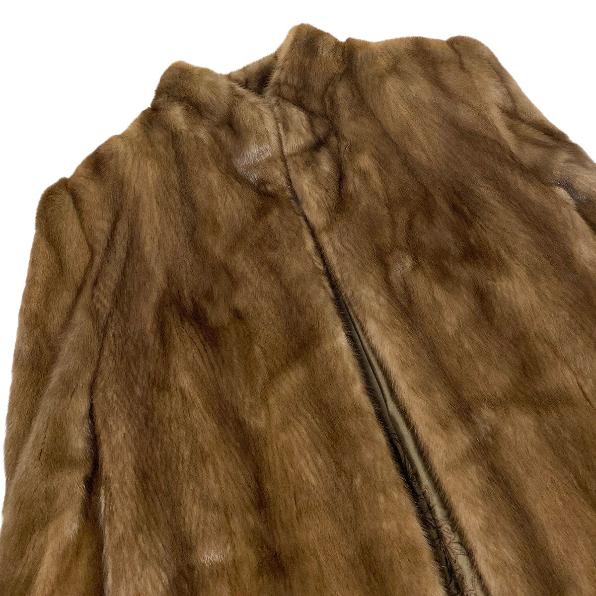 46f11 毛皮コート ミンクファー デミバフミンク 最高級毛皮 裏地刺繍 MINK FUR サイズ13 ブラウン レディースu02t
