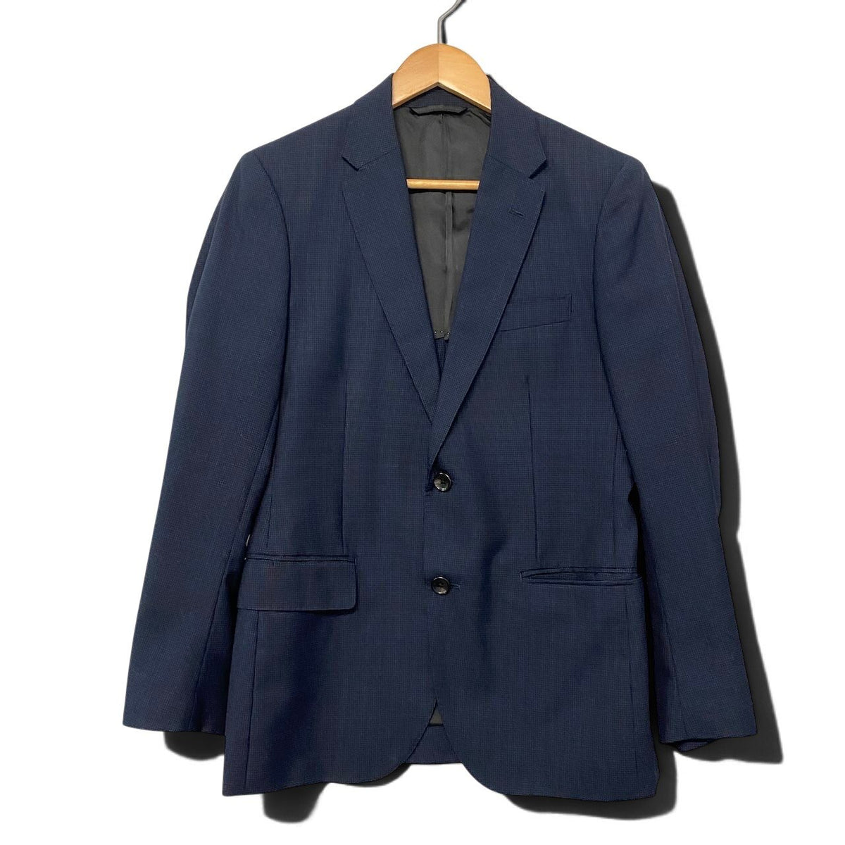 3j22 【美品】 WORKER CLOTHING SUPPLY ワーカークロージングサプライ カノニコ生地 セットアップ シングルスーツ 2B サイズ44 ネイビー ウール メンズu02t