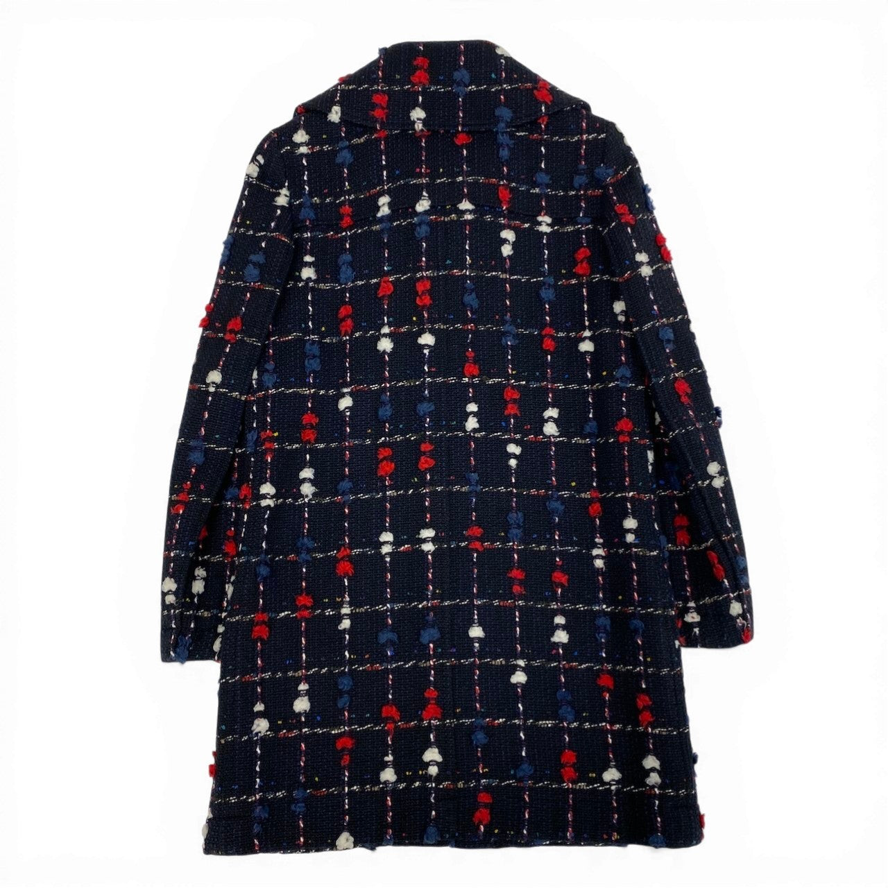Cd2 《極美品》 CHANEL シャネル CCボタン ツイード ステンカラーコート CC Tweed Soutien Collar Coat P42157 サイズ36 ネイビー フランス製t18r