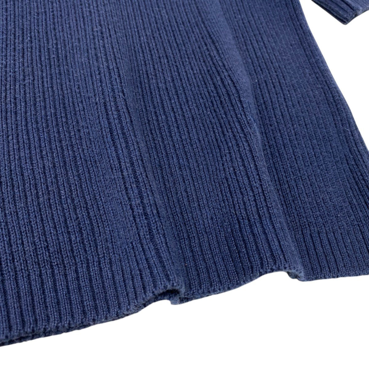 91h3 Christian Dior クリスチャンディオール ロゴ刺繍 リブニット ショートスリーブ ニットセーター ネイビー レディース 女性用o07t
