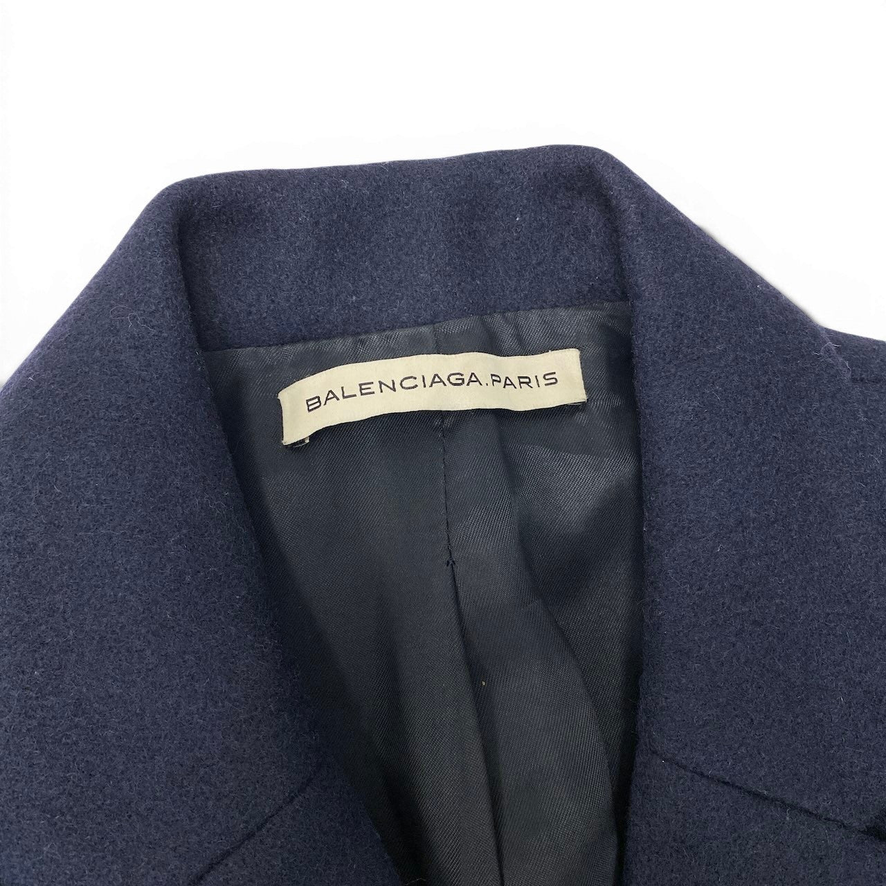 48e28 BALENCIAGA.PARIS バレンシアガ チェスターコート ダブルブレスト 328262 サイズ34 ネイビー レディース 女性服o07t