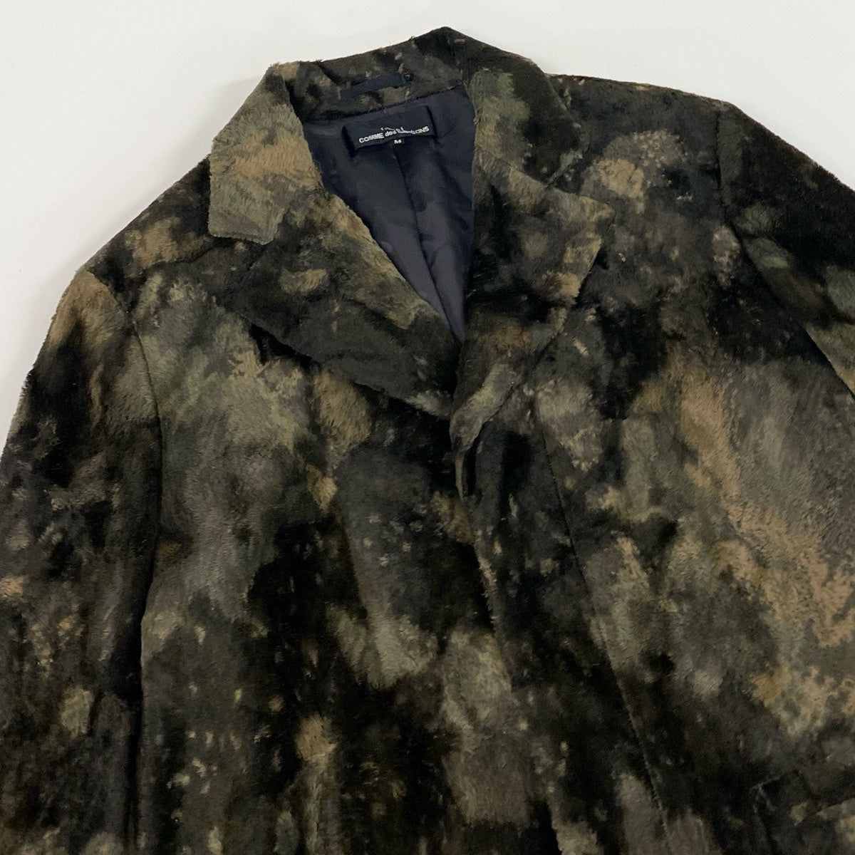 Af29 tricot COMME des GARCONS トリコ コムデギャルソン 00s パイルカモ チェスターコート Camo Print Terry Chester Coat M カーキ 迷彩t18r