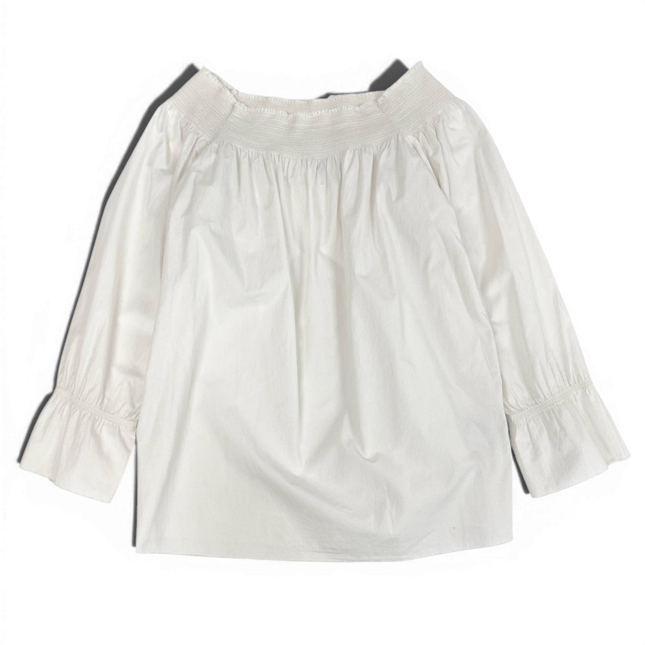 36a7 MM6 Maison Margiela エムエムシックス メゾンマルジェラ イタリア製 オフショルダー プルオーバー ブラウス トップス S32NC0424 Lサイズ ホワイト コットン レディースo07t