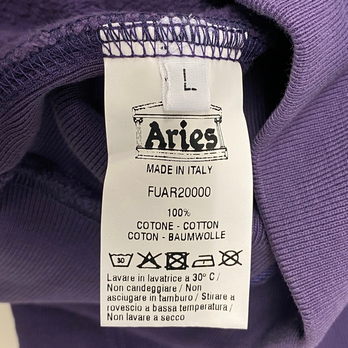 70g1 【未使用タグ付】 Aries アリーズ 2023AW Premium Tenple Sweatshirt スウェットトレーナー サイズL パープル コットン100％ ユニセックス 男女兼用u02t