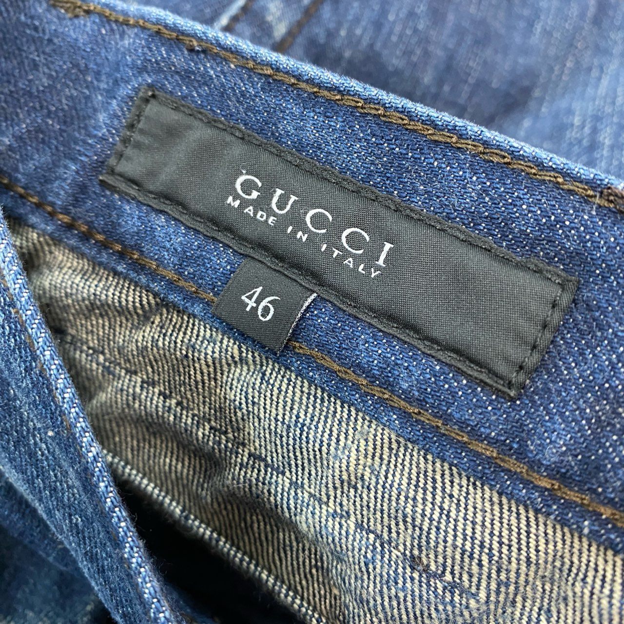 47b4 GUCCI グッチ イタリア製  ダメージ加工 デニムパンツ ボトムス ジーンズ  295816 46 インディゴブルー コットン メンズo07t