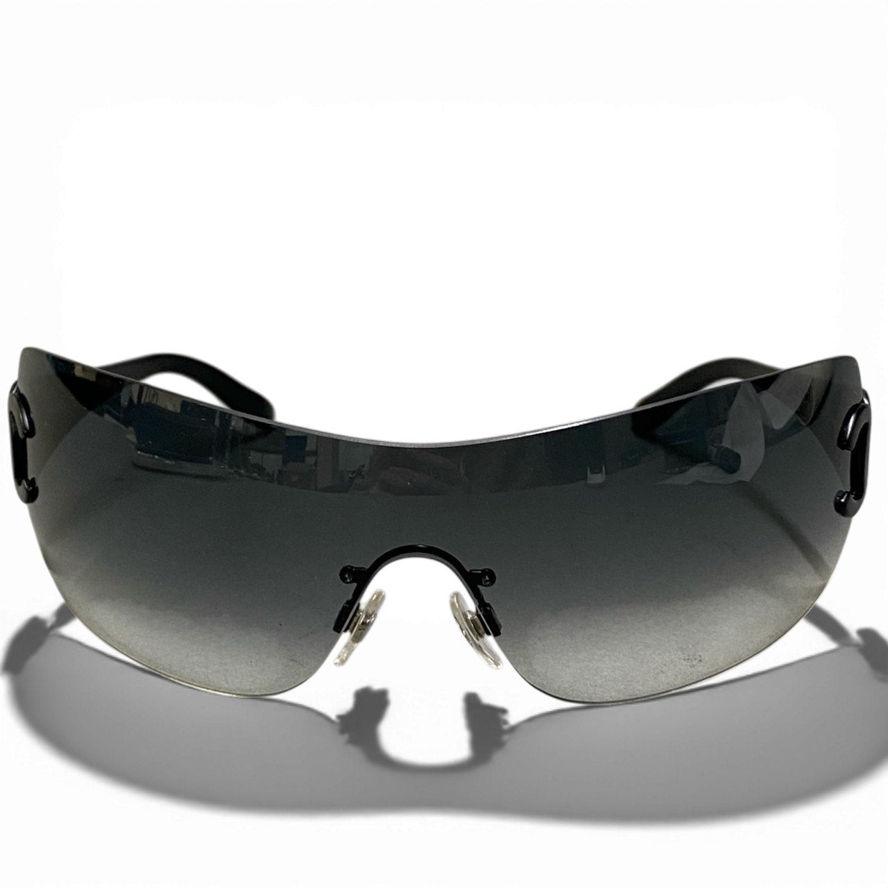 b15 《美品》 CHANEL シャネル リムレス ココマーク サングラス アイウェア 4119 LARGE ブラック レディースta1