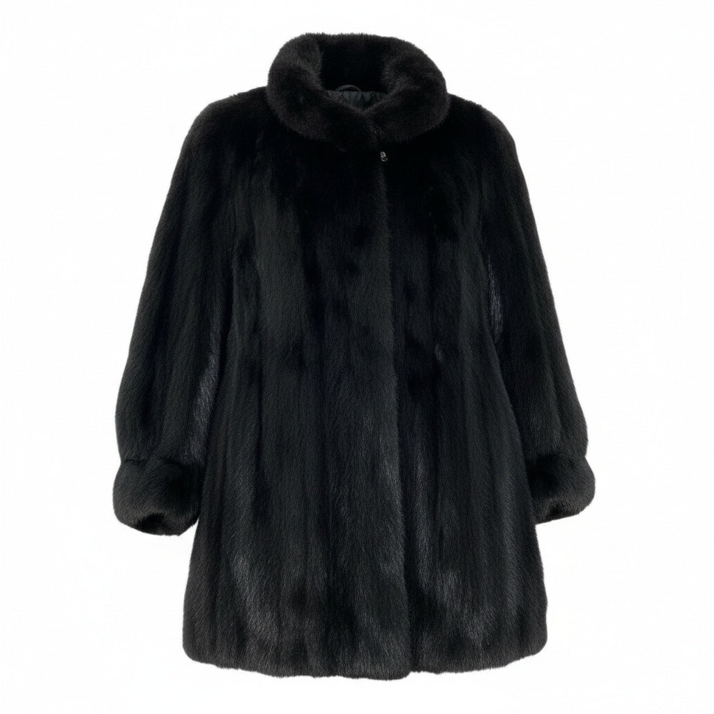 45a15 MG Sable FUR セーブルファー SAGA MINK サガミンク 金サガ ダークミンク コート F ブラック 最高級本毛皮 Mink Fur Coatt18r