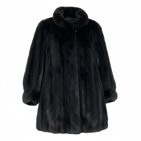 45a15 MG Sable FUR セーブルファー SAGA MINK サガミンク 金サガ ダークミンク コート F ブラック 最高級本毛皮 Mink Fur Coatt18r