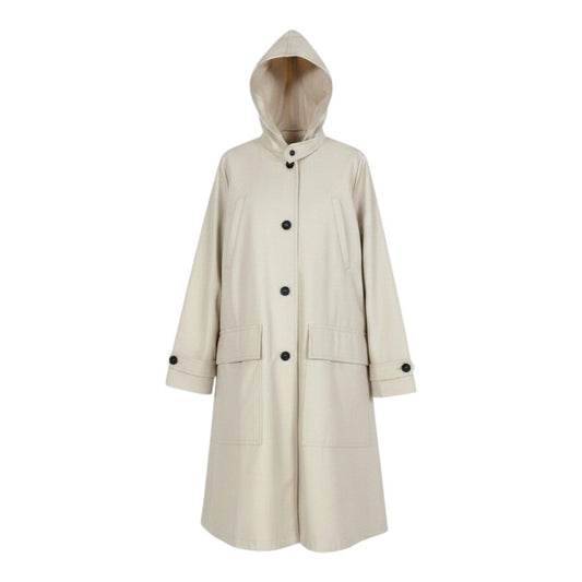 Ee19【未使用タグ付】 JIL SANDER NAVY ジルサンダー ネイビー フーデットコート ロングコート サイズ36 アイボリー レディース 女性服u02t