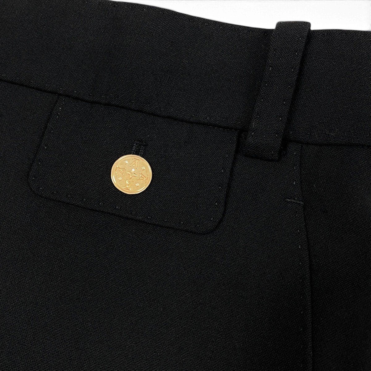 Ej15 LOUIS VUITTON ルイヴィトン スラックスパンツ ストレート 金ボタン サイズ36 ブラック レディースo07t