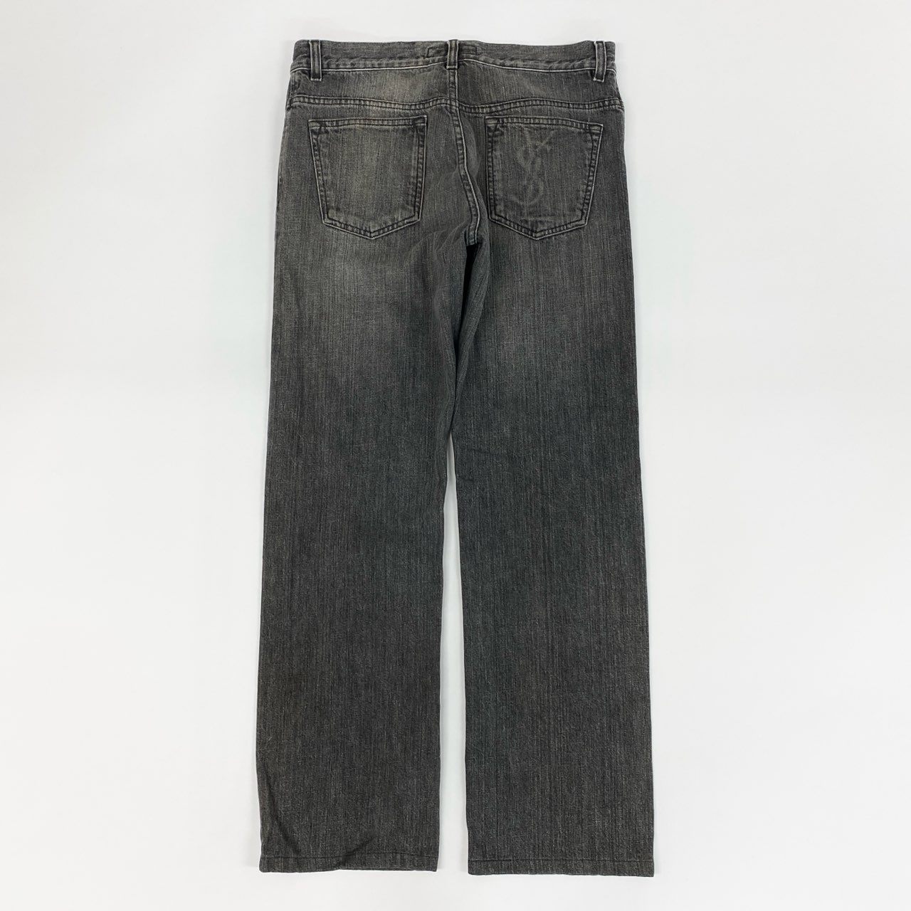 13f12 Yves SAINT LAURENT rive gauche イヴサンローラン リブゴーシュ YSLデカロゴ ブラックデニム ジーパン 5ポケット サイズ48 グレー系 コットン100 メンズ イタリア製