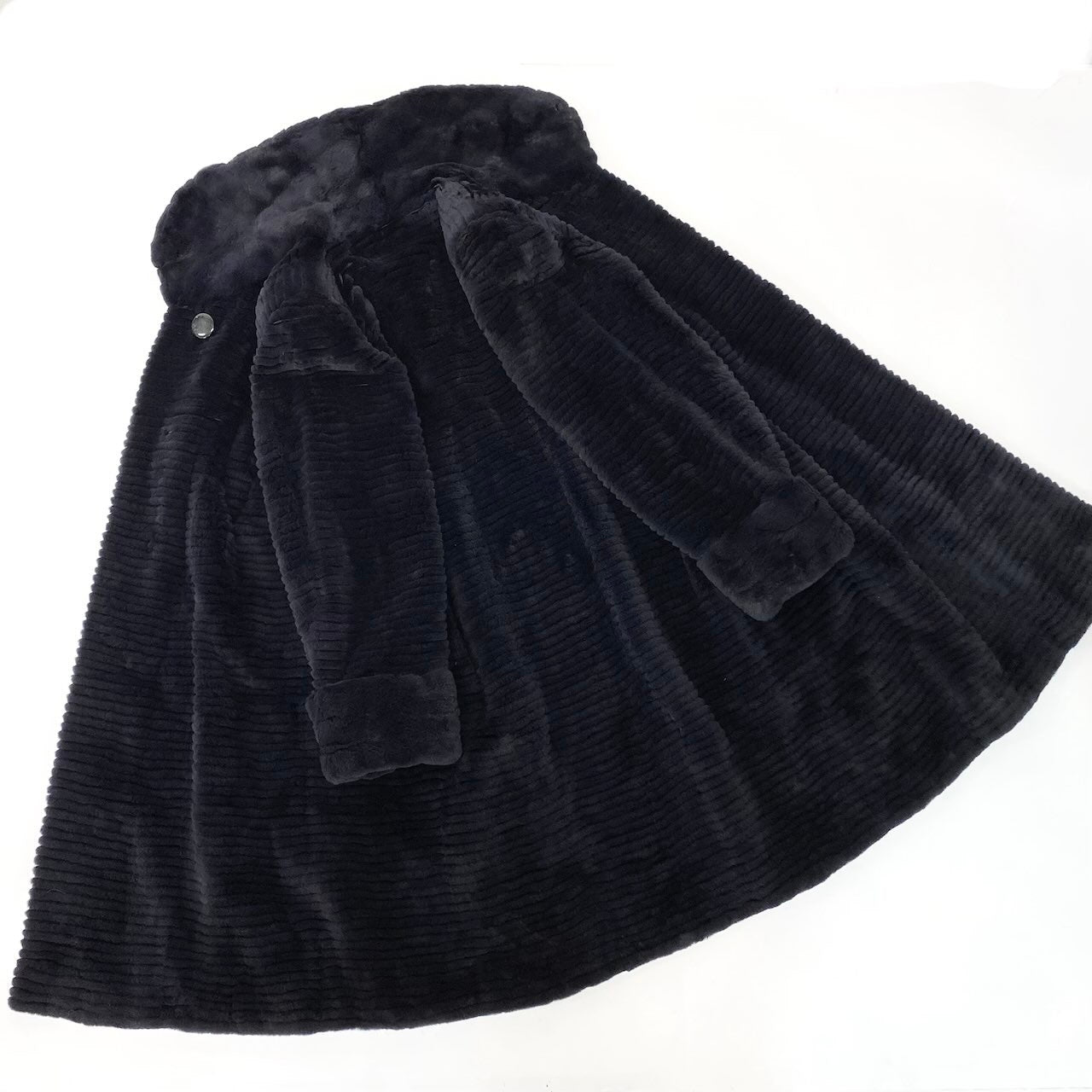 70c4 PARTINA パルティナ シェアード 染めミンク ロングコート サイズF ブラック 本毛皮 Mink Fur Long Coatt18r