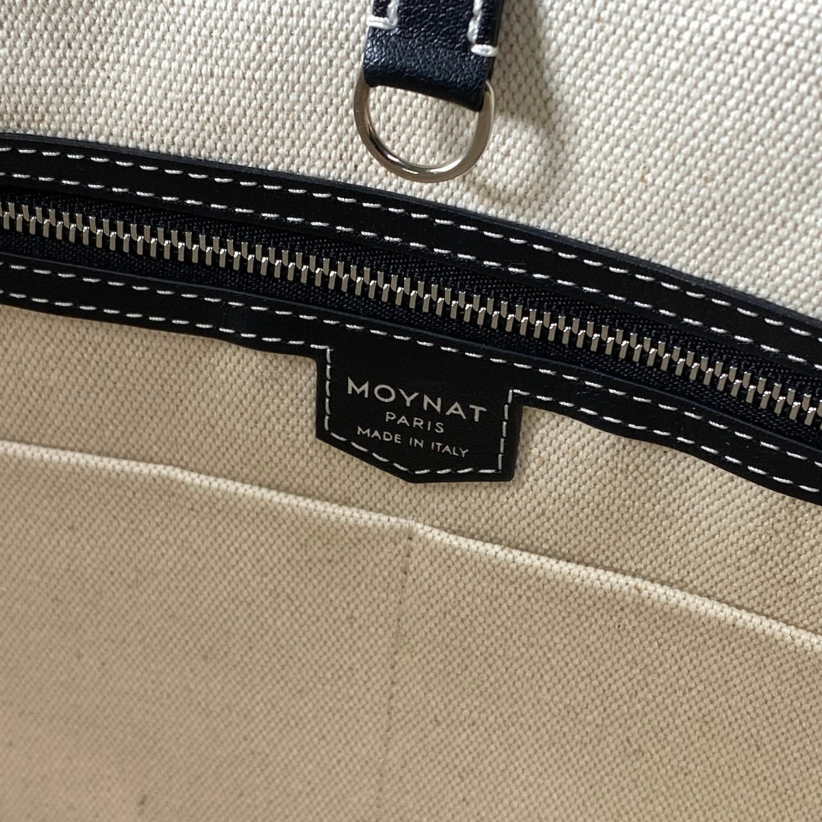 h13【極美品】MOYNAT モワナ M.CABAS Mカバス トートバッグ Mカットアウト ジップポーチ ブラック ホワイト レディース 女性用k02i