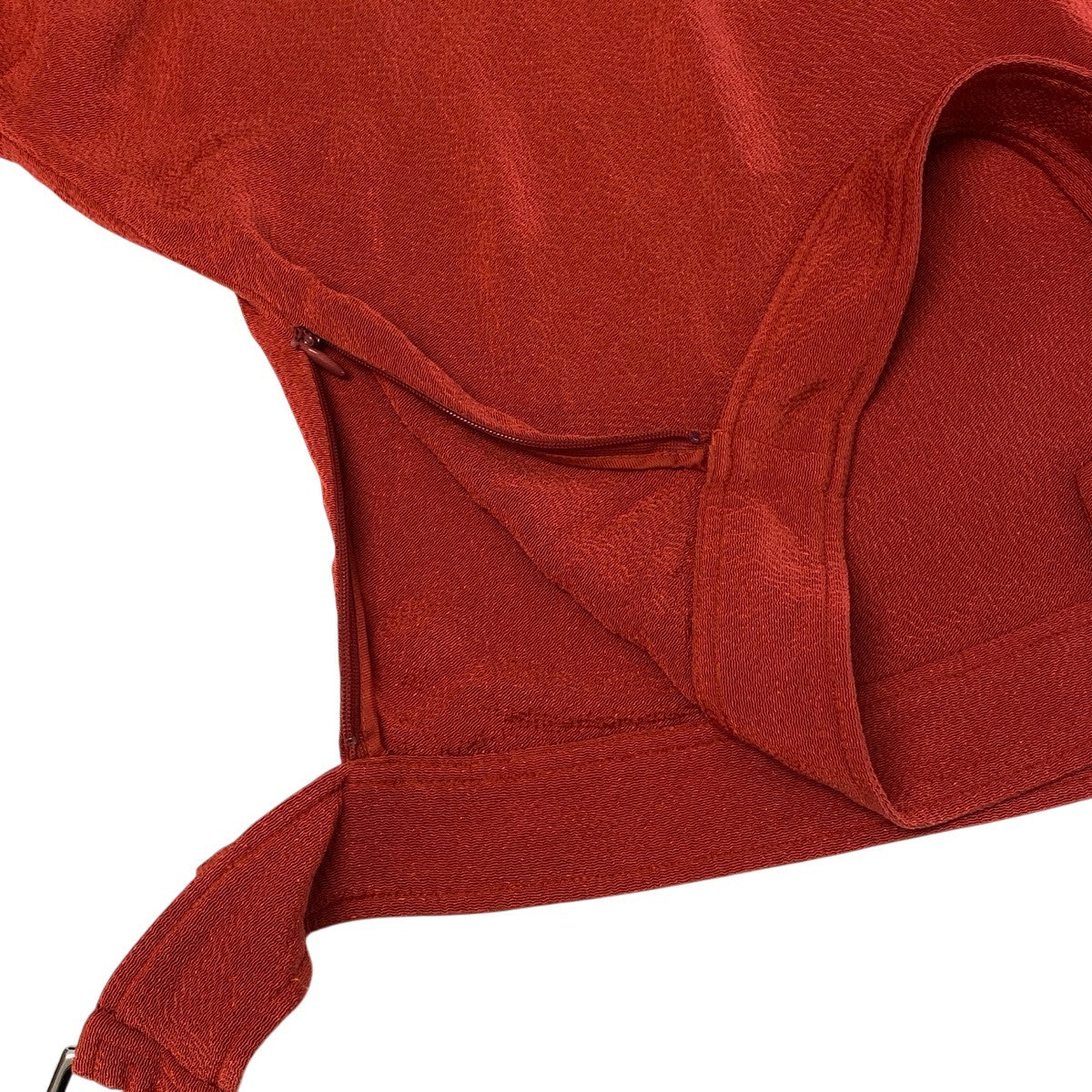 Ej16 Hermès エルメス マルジェラ期 Vネック 裾ベルト トップス レッド レディースo07t