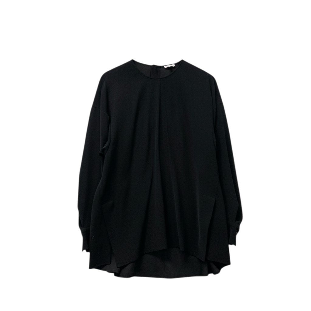 5c3 ENFOLD エンフォルド ダブルクロス バックフレアー プルオーバー オーバーサイズ 長袖 レディース 女性服 300DS330-1590 サイズ38 ブラック ポリエステル100％u02t