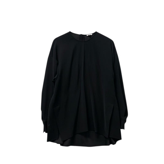 5c3 ENFOLD エンフォルド ダブルクロス バックフレアー プルオーバー オーバーサイズ 長袖 レディース 女性服 300DS330-1590 サイズ38 ブラック ポリエステル100％u02t