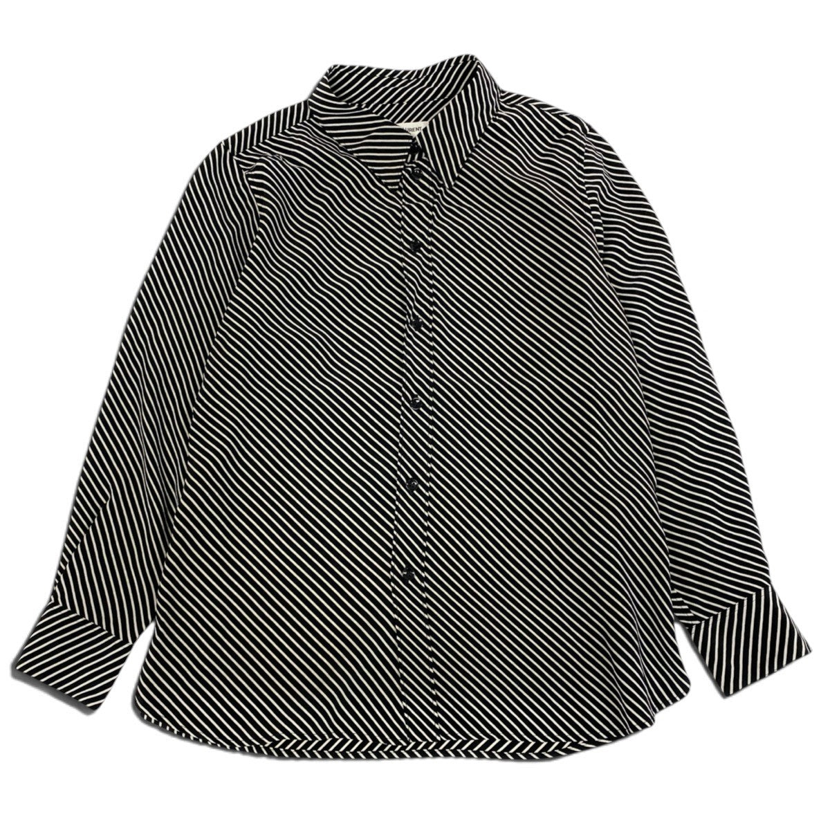 80j6 SAINTLAURENT サンローラン 2015年 エディ期 シルクシャツ ロングスリーブシャツ ブラック アイボリー シルク100％ レディース 女性用u02t