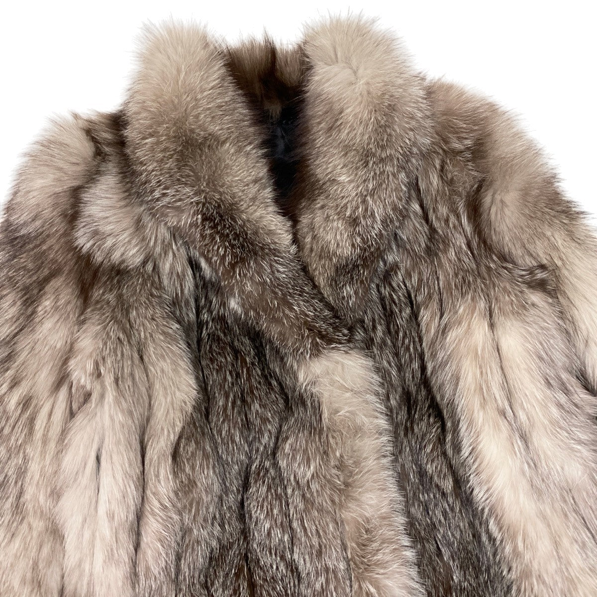 15h19 シルバーフォックス 肉厚 ロングコート サイズF 茶系 本毛皮 Silver Fox Fur Coat リアルファーt18r