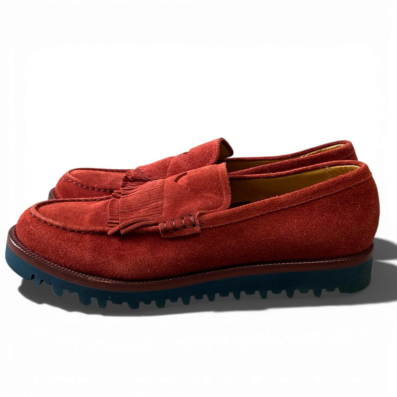 1a5 GIORGIO ARMANI ジョルジオアルマーニ ビジネスシューズ タッセル スエード フリンジ イタリア製 7 レッド メンズ 男性用k02i