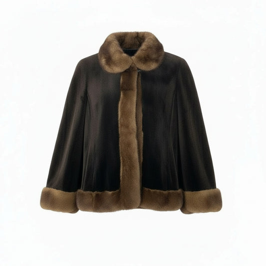 59a15 Altima アルティマ ミンクファー コート サイズ9～11 ブラウン 本毛皮 希少デザイン Mink Fur Coatt18r