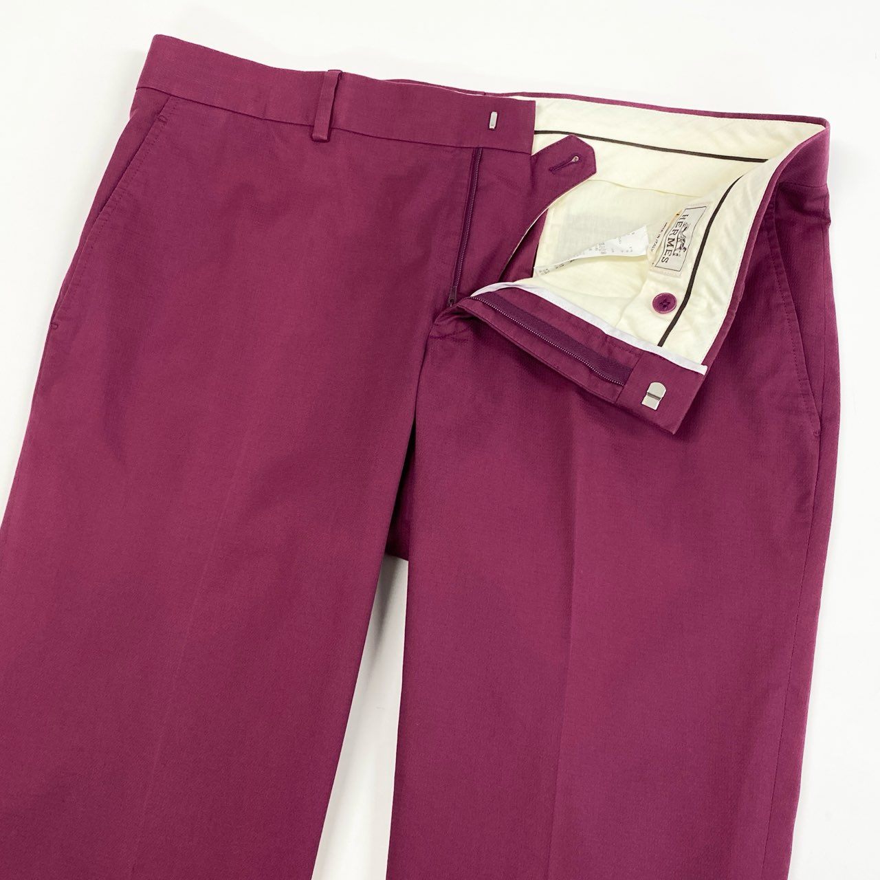 2j27 HERMES エルメス スラックスパンツ テーパード ボトム イタリア製 XLサイズ相当 パープル メンズu02t