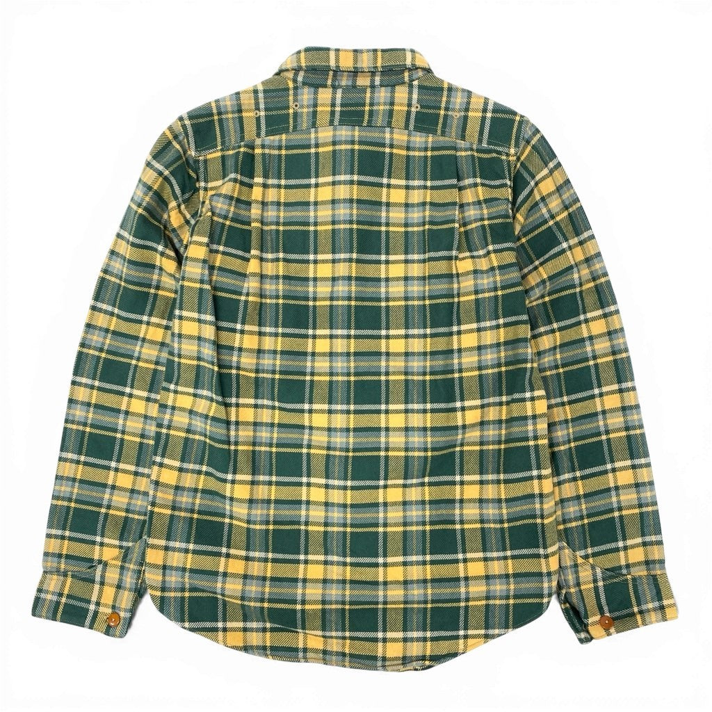 6l25 FREEWHEELERS フリーホイーラーズ BUBO ネルチェックシャツ Size15 グリーン イエロー GREAT LAKES GMT アメカジt18r