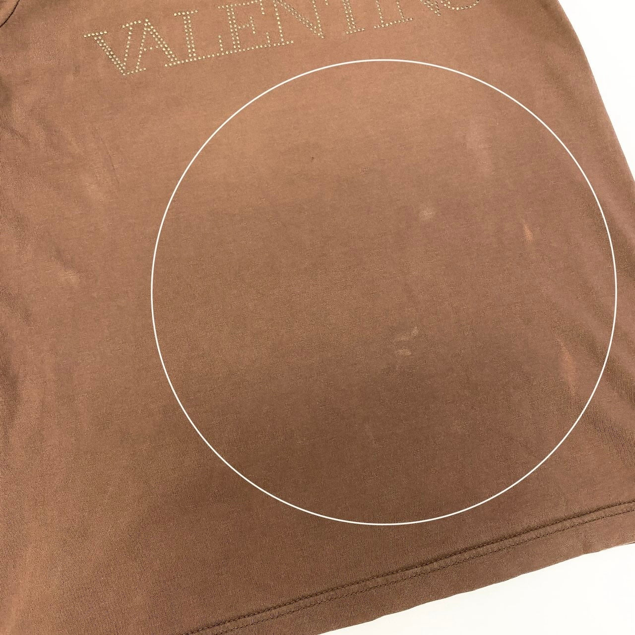 60d28 valentino garavani ヴァレンティノガラヴァーニ スタッズロゴ カットソー 半袖Tシャツ クルーネック トップス  ブラウン メンズ 紳士服u02t