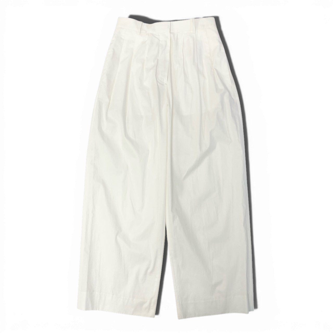 58c5 THE ROW ザロウ ワイドスラックスパンツ コットンパンツ ボトム 2サイズ ホワイト コットン100％ レディース 女性用u02t