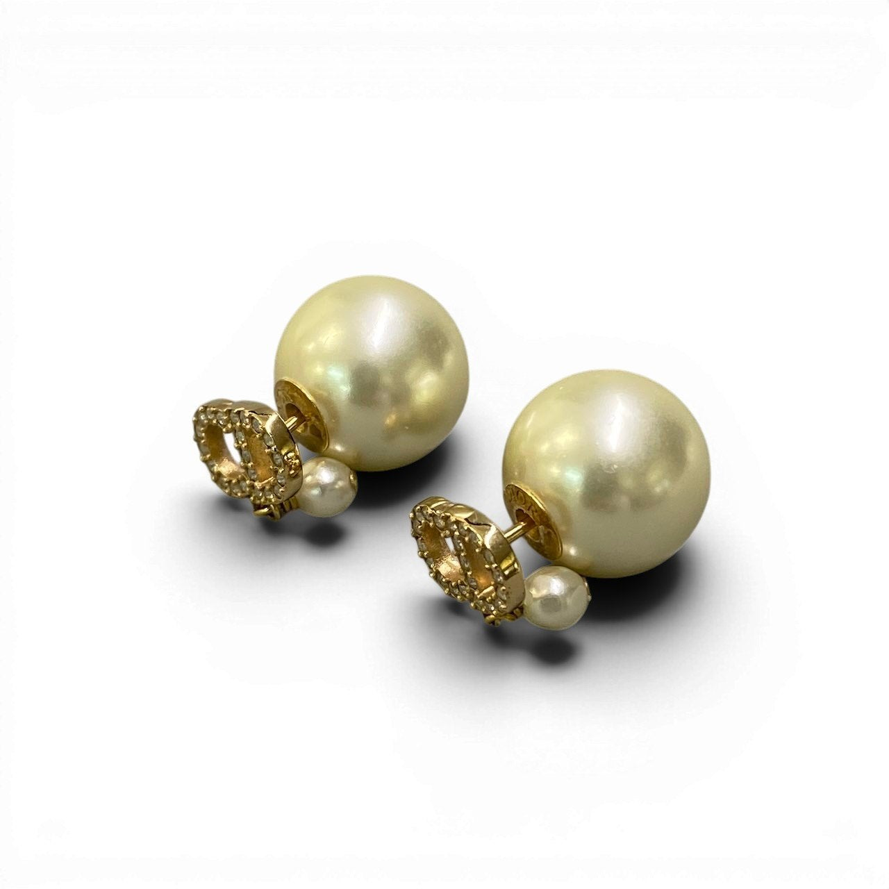 e18 Christian Dior クリスチャンディオール Tribales トライバル レジンパールピアス CDロゴ ラインストーン E1732TRICY_D301 ゴールド ホワイト レディース 女性用 アクセサリーu02t