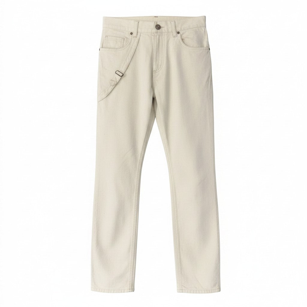 55d30 ALEXANDER MCQUEEN アレキサンダーマックイーン ワークパンツ カラーデニム ボトムス イタリア製 アイボリー系 コットン100％ メンズ 紳士服u02t