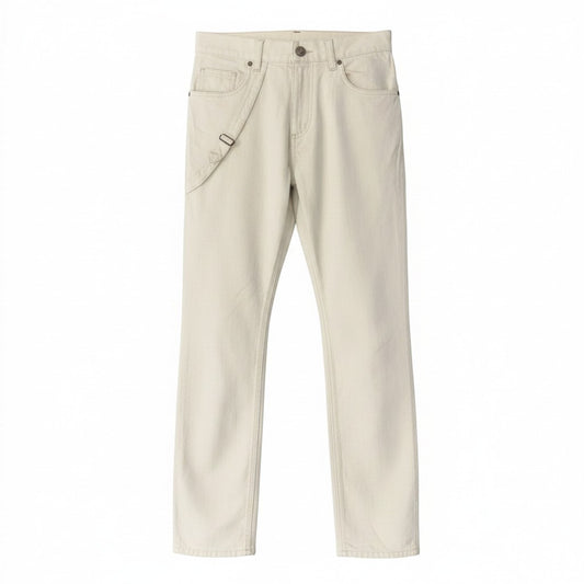 55d30 ALEXANDER MCQUEEN アレキサンダーマックイーン ワークパンツ カラーデニム ボトムス イタリア製 アイボリー系 コットン100％ メンズ 紳士服u02t