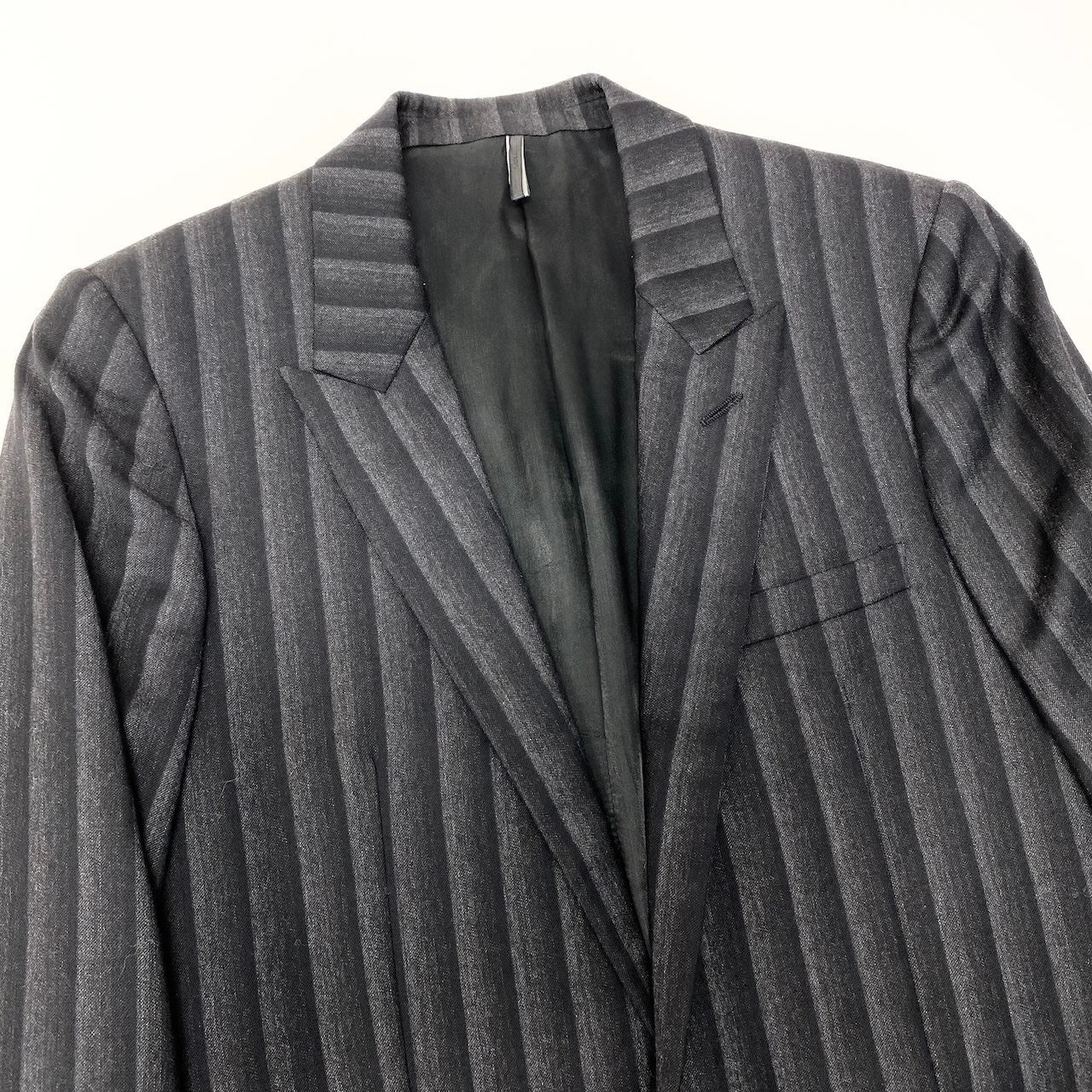 13f15 Dior HOMME ディオール オム 2004年AW エディ期 グラデーションストライプ テーラードジャケット サイズ46 ブラック グレー ウール100％ メンズ 紳士服u02t
