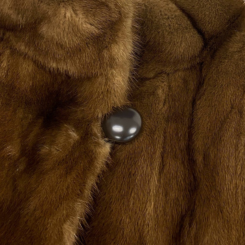 71L15 SAGA MINK サガミンク 銀サガ デミバフミンク ファーコート サイズＦ ブラウン 最高級本毛皮 MINK FUR ポケット有t18r