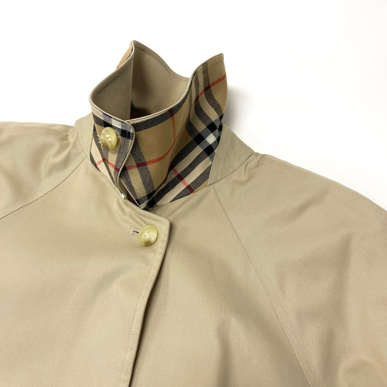 86e1 Burberrys バーバリー 英国製 ステンカラーコート ロングコート ノバチェック  ベージュ レディース 女性服u02t