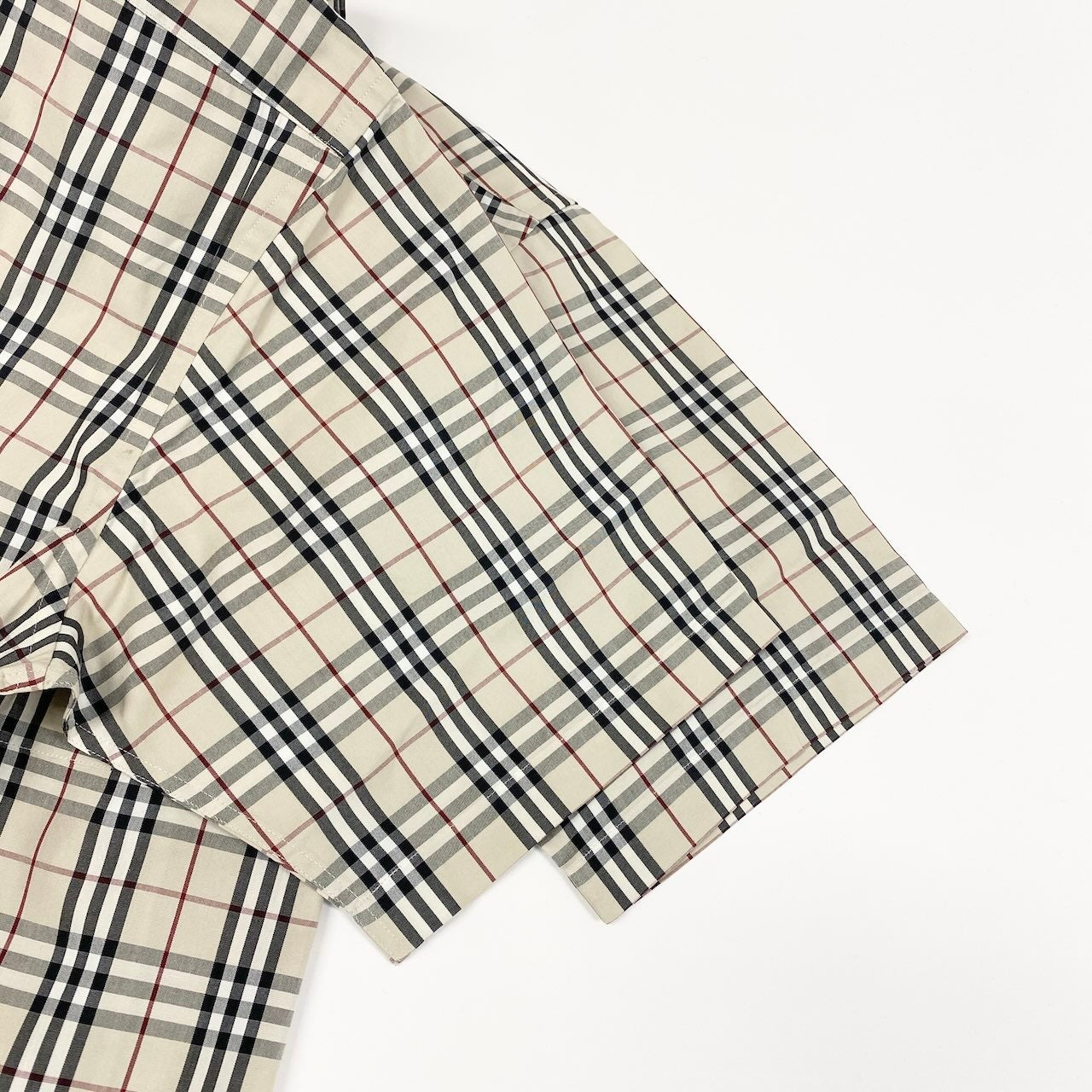 Ic27 BURBERRY バーバリー ノバチェックシャツ 半袖シャツ コットンシャツ トップス LLサイズ ベージュ コットン100％ メンズ 男性用u02t