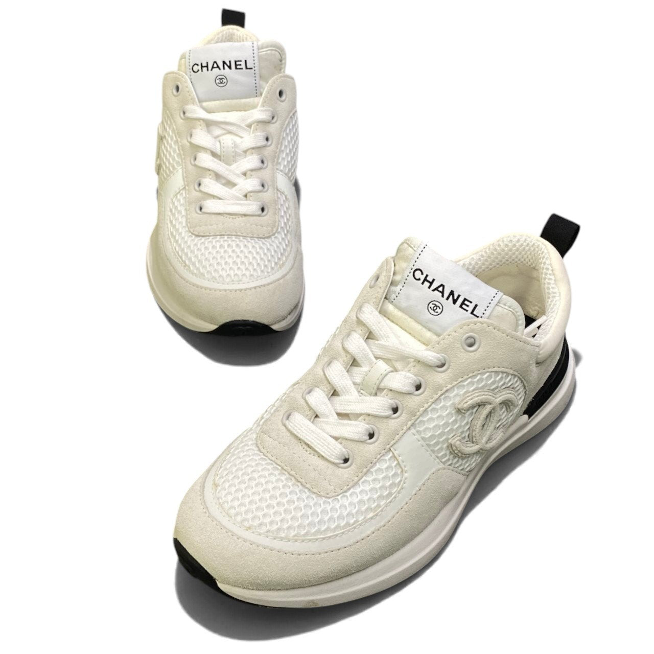 h29《美品》 CHANEL シャネル 22SS CCロゴ テニス スニーカー CC Logo Tennis Sneakers G38800 size 36 ホワイト 箱有t18r